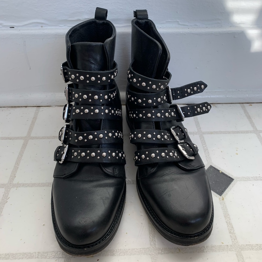 Maje Black Leather Ankle Boots